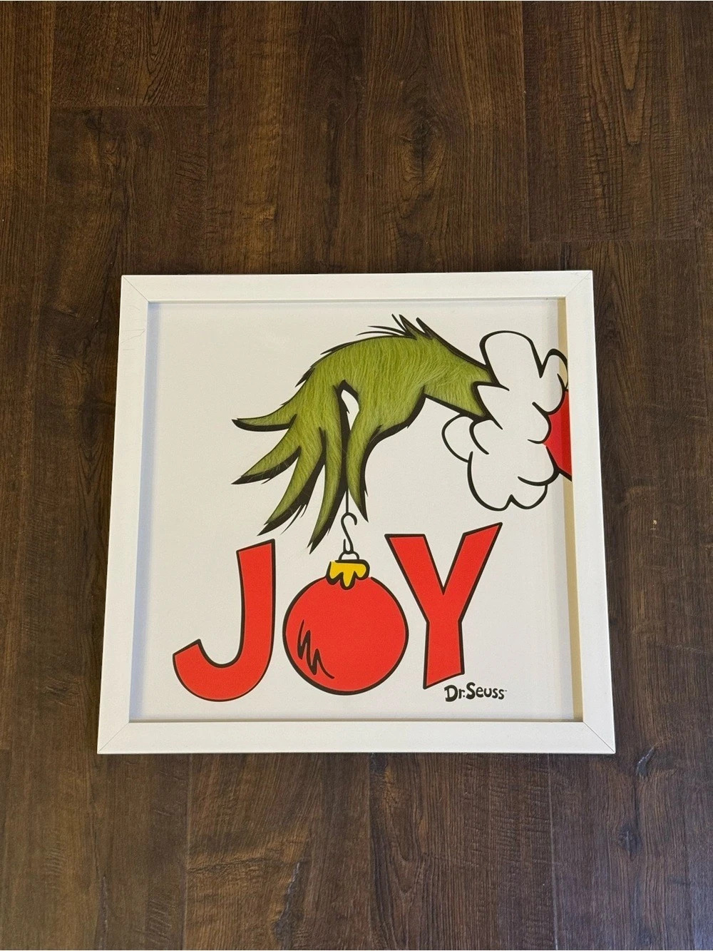 Dr. Seuss Joy print Framed Holiday Wall Art in Red & Green Like New